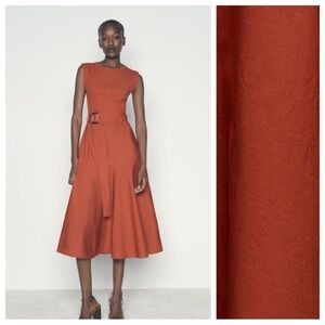 Zara Terracotta Belted Midi Dress